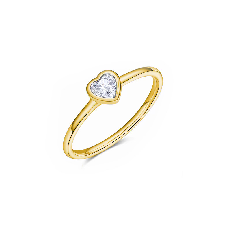 Heart Deco Bezel Heart Cut Lab Grown Diamond Engagement Ring Yellow Gold