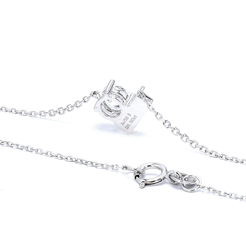 Art Deco Heart Motif Single Asymmetric Round Cut Lab Diamond Necklace with open dual layer gallery