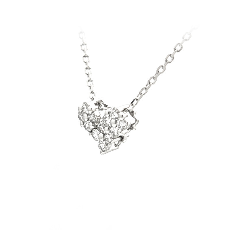 Heart Motif Bead Shaped Prong Open Gallery Ethical Lab Diamond Pendant Necklace close up