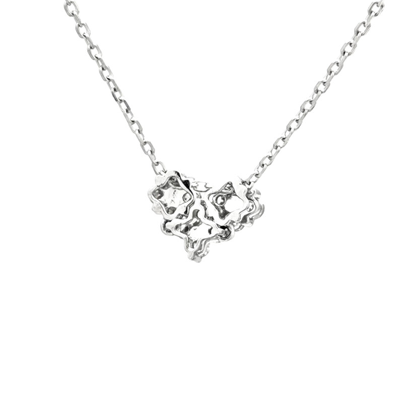 Heart Motif Bead Shaped Prong Open Gallery Ethical Lab Diamond Pendant Necklace back view
