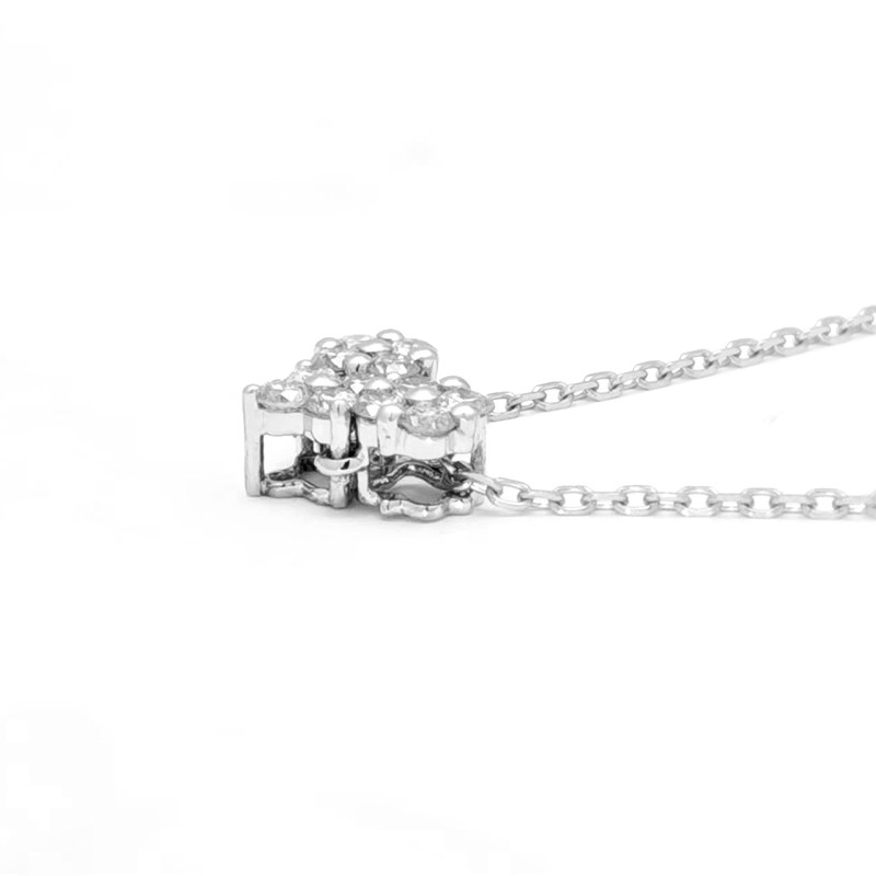 Heart Motif Bead Shaped Prong Open Gallery Ethical Lab Diamond Pendant Necklace side view