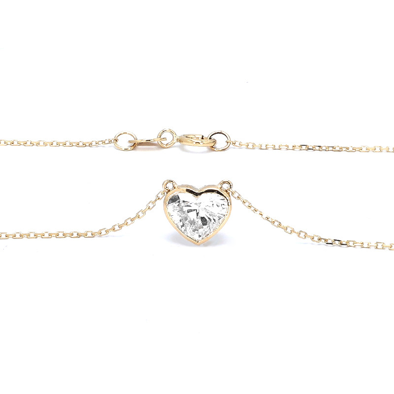 Solitaire Heart Cut Bezel Open Bottom Dual Bail Lab Diamond Necklace