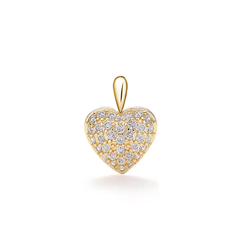 yellow gold Heart Motif Full Pave Lab Grown Diamond Pendant