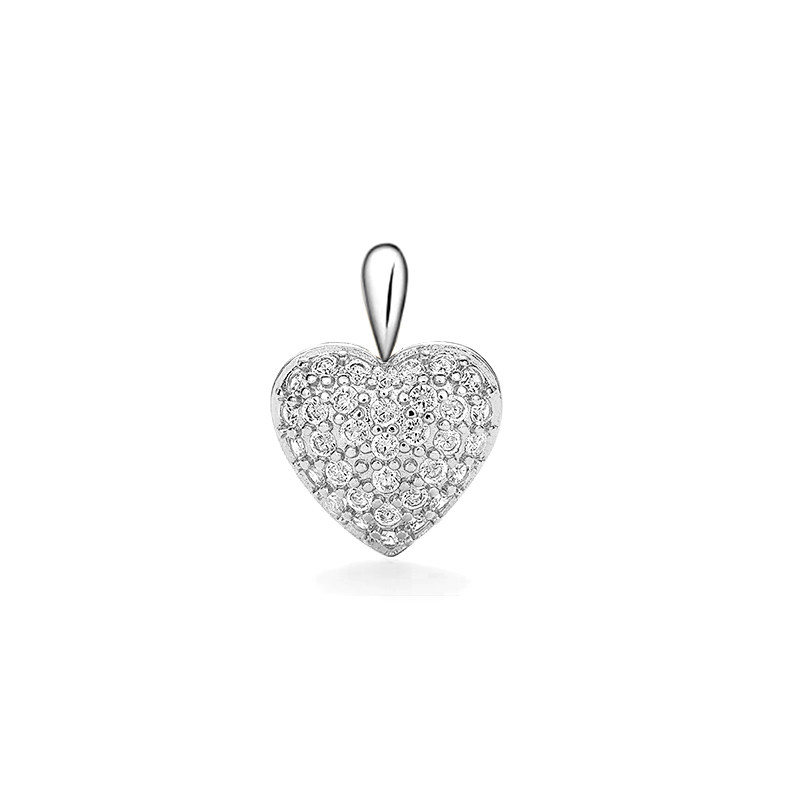 white gold Heart Motif Full Pave Lab Grown Diamond Pendant