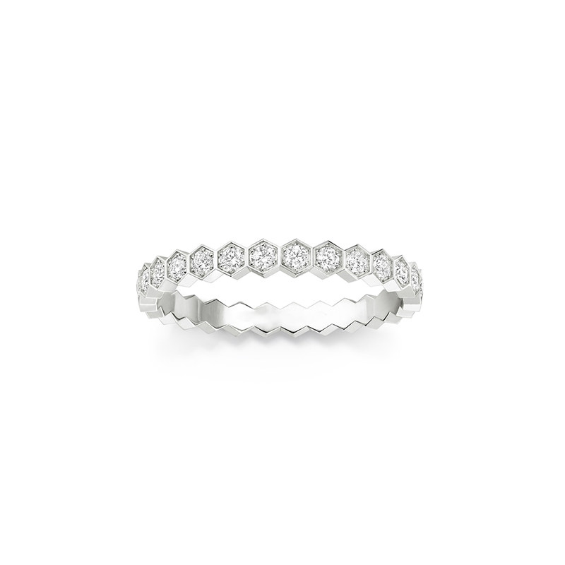 Continuous Hexagonal Bezel Accents Eternity Lab Cultured Diamond Ring