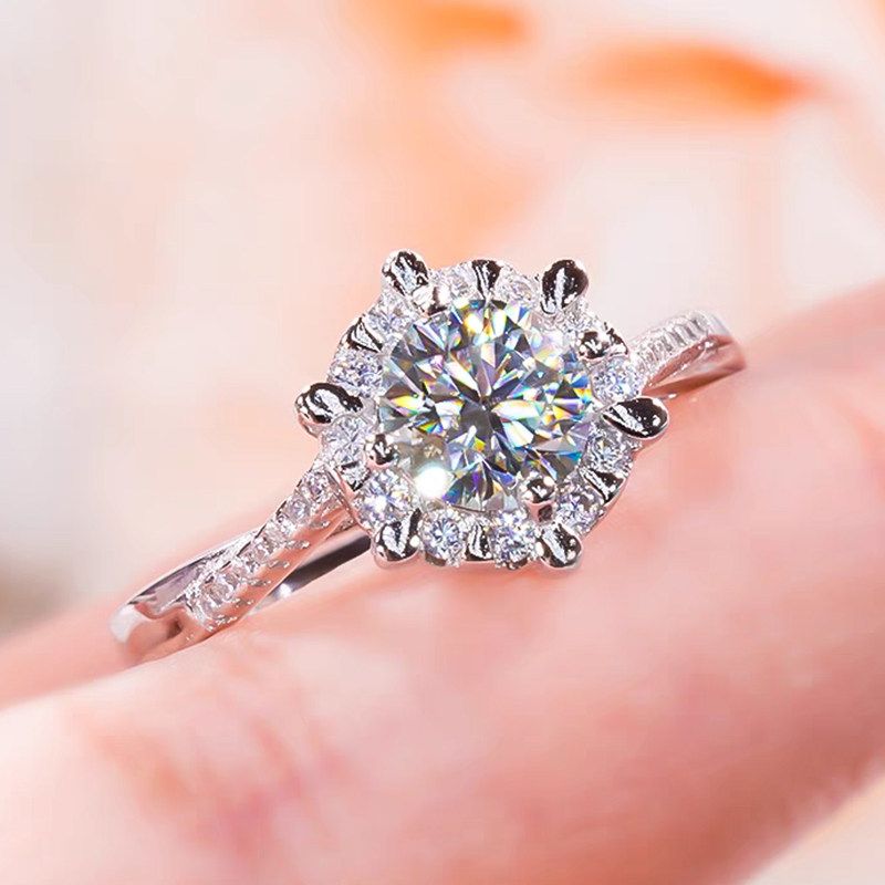 Eternity Halo Multi Prongs Cultured Diamond Engagement Ring with Partially Twisted Double Bands wearing effect