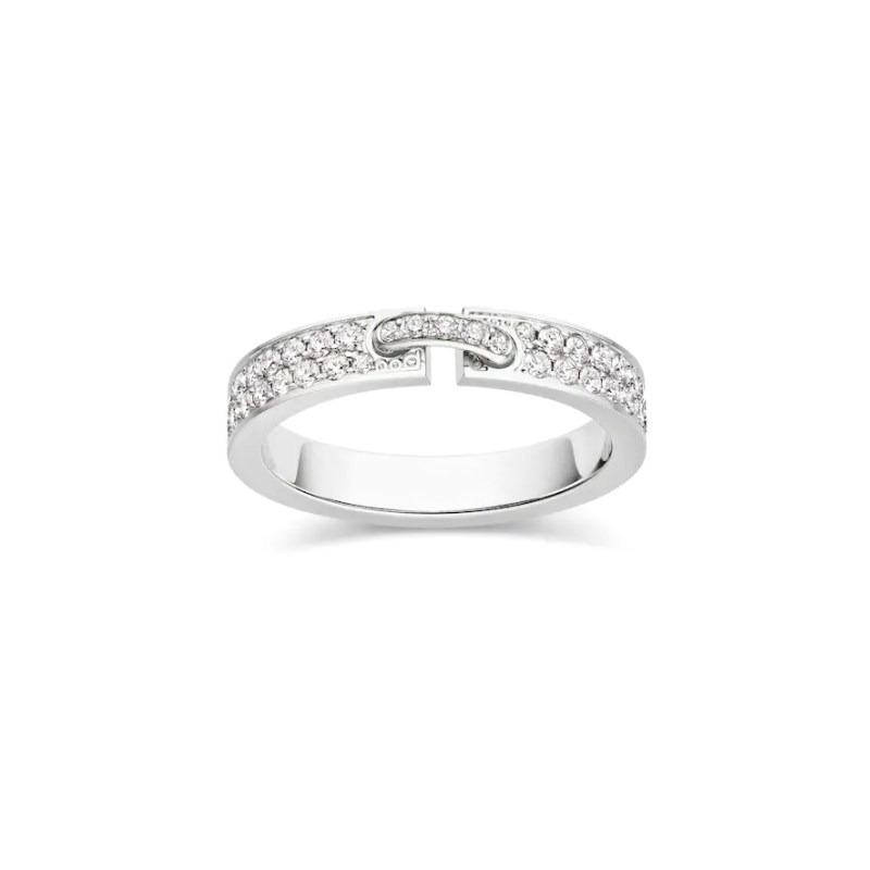 Open Buckle Link Pave Lab Diamond Stackable Wedding Band in White Gold