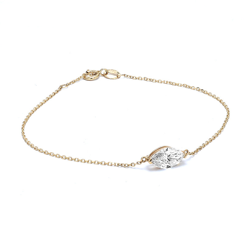 2 Prong Solitaire Marquise Cut Floating Set Synthetic Diamond Bracelet