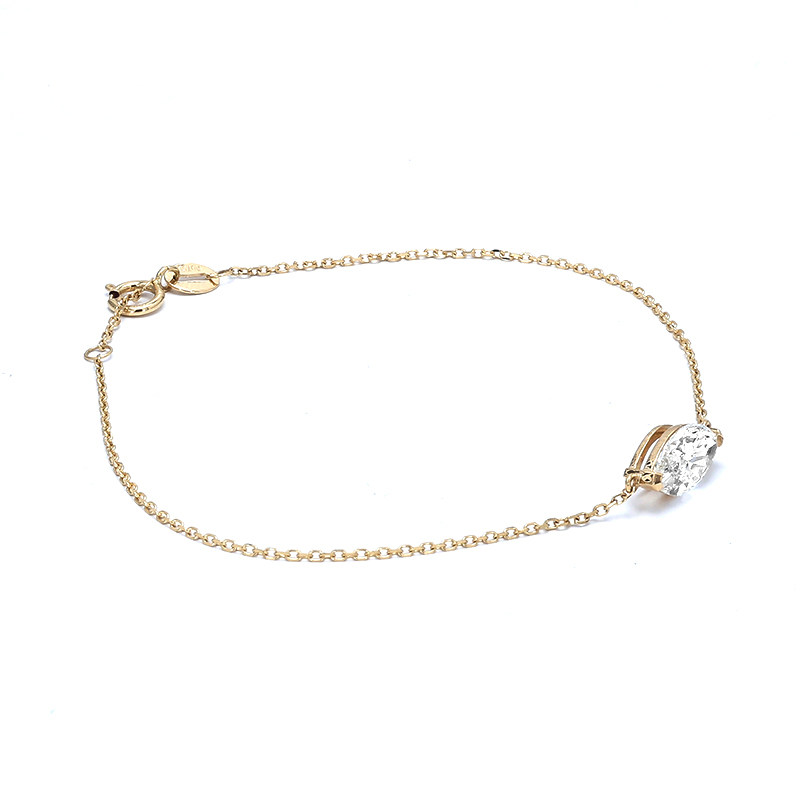 2 Prong Solitaire Marquise Cut Floating Set Synthetic Diamond Bracelet side view