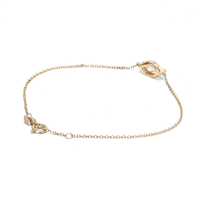 2 Prong Solitaire Marquise Cut Floating Set Synthetic Diamond Bracelet back view