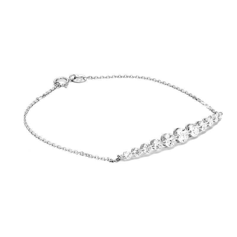 11 Symmetrical Graduated Round Cut Lab Diamond white Gold Bracelet side view