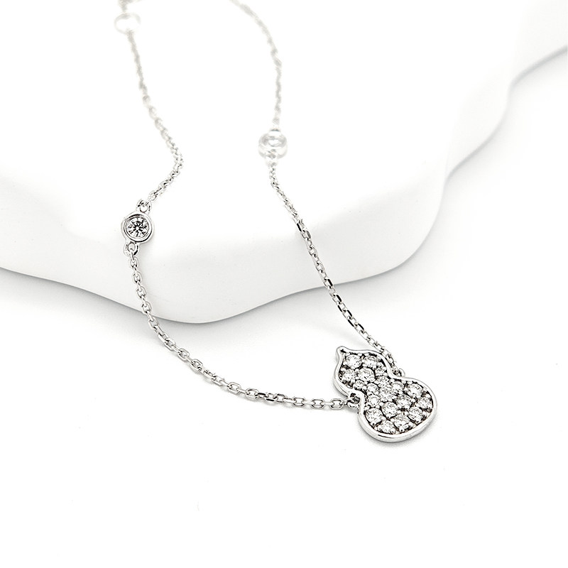 Gourd Shaped Pave Pendant Lab Diamond Necklace With Adjustable Chain Extender Chain details