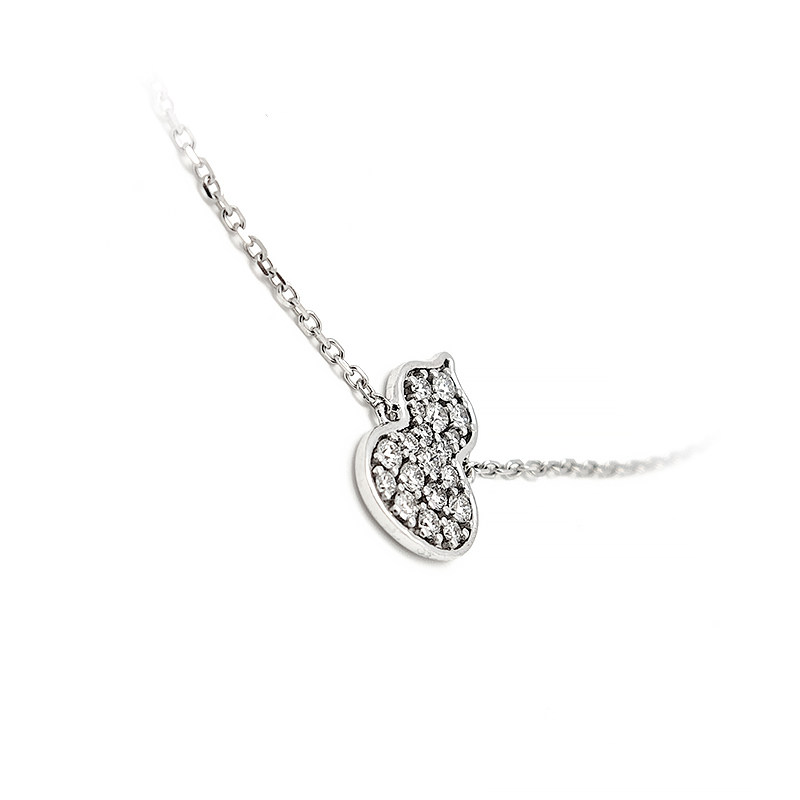 Gourd Shaped Pave Pendant Lab Diamond Necklace With Adjustable Chain Extender Chain pendant details
