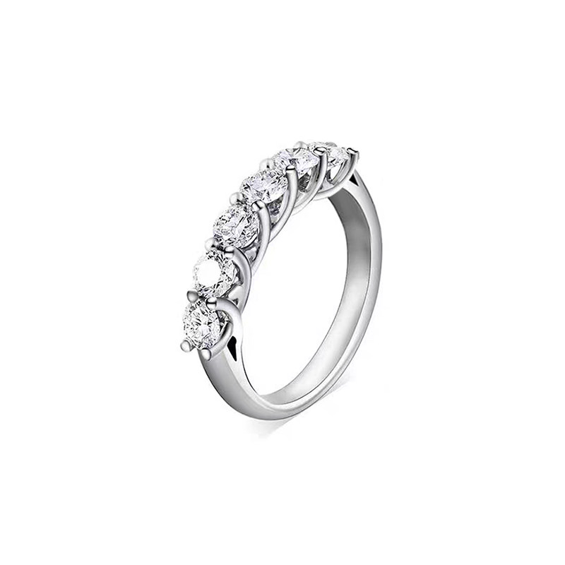 Six Stone Crisscross Dual Sides Prong Diamond Flat Band