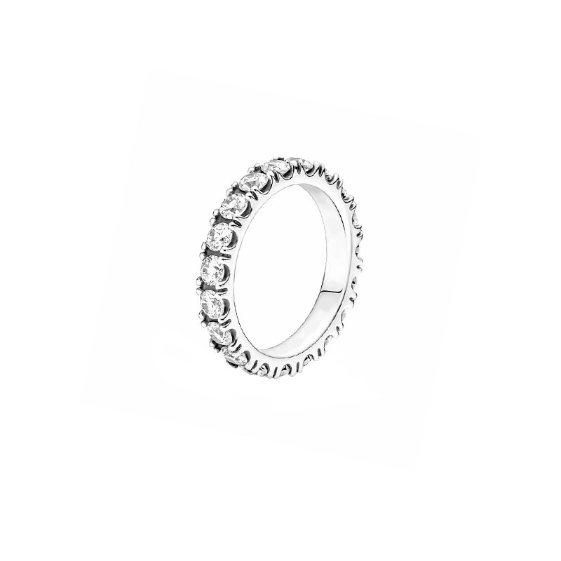 20 Stones Full Eternity Pave Lab Cultured Diamond Wedding Ring With Smooth Inner Band