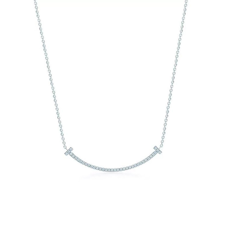 Minimalist Curved Smile Pave Bar Lab Diamond Necklace With Thin Necklace