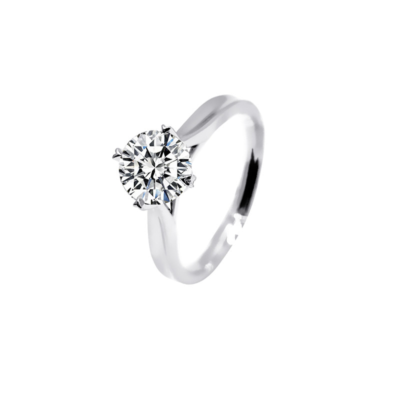 Minimalist 4 Heart Shaped Prong Solitaire Diamond Ring With Plain White Gold Shank
