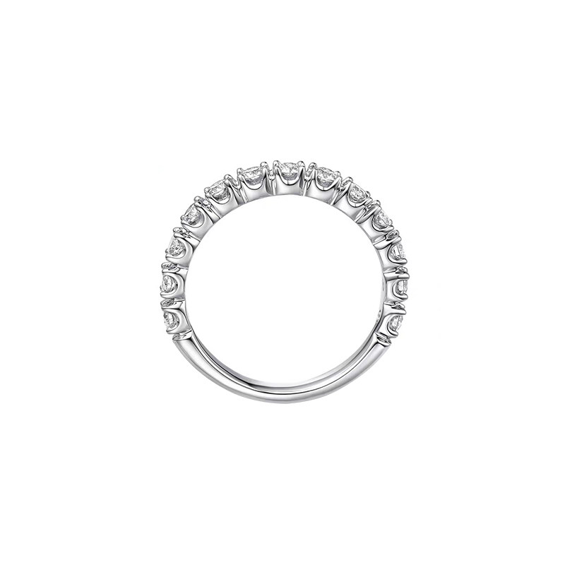 3 Quarter Pave Eternity Comfort Fit Lab Grown Diamond Wedding Band side view