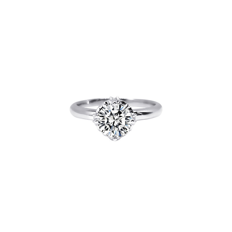 Minimalist Classic 4 Prong Round Cut Solitaire Diamond Ring With Plain Round Shank