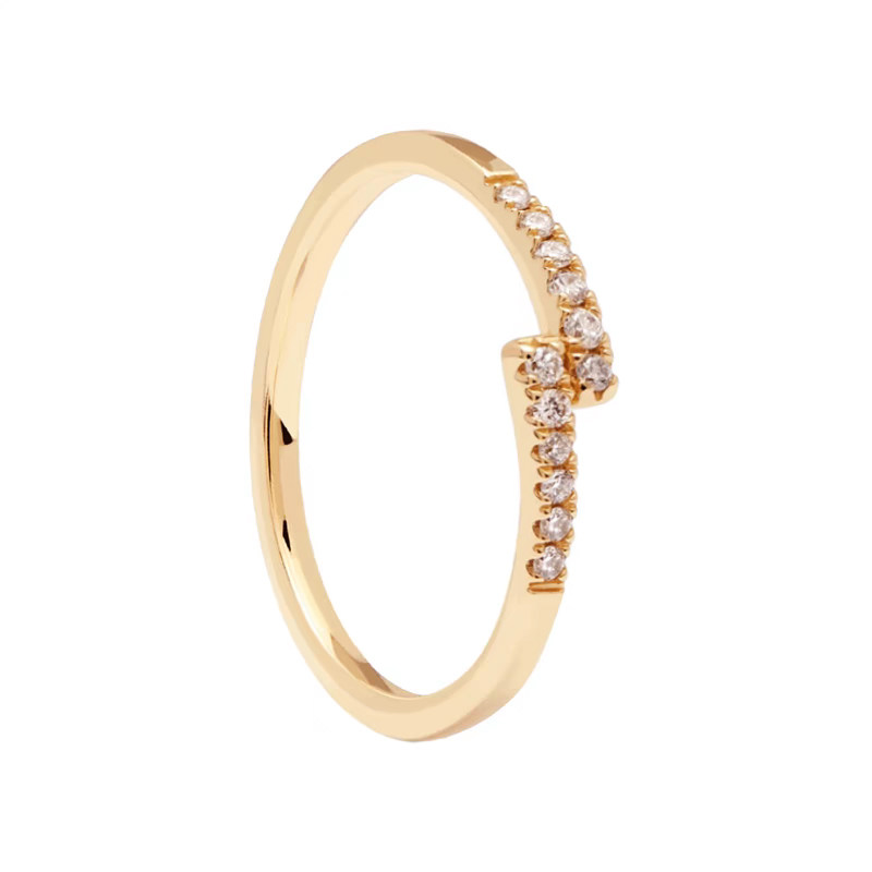 12 Accents Lab Grown Diamond Diamond Ring With Staggered Overlapping Shank