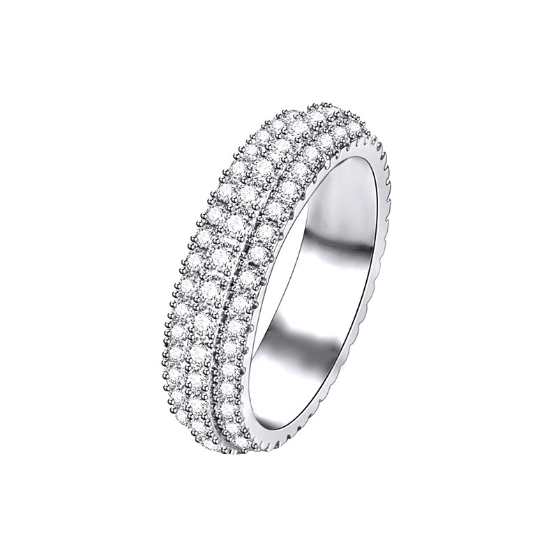 Full Eternity Staggered 3 Row Pave Lab Cultured Diamond Ring Blank background img