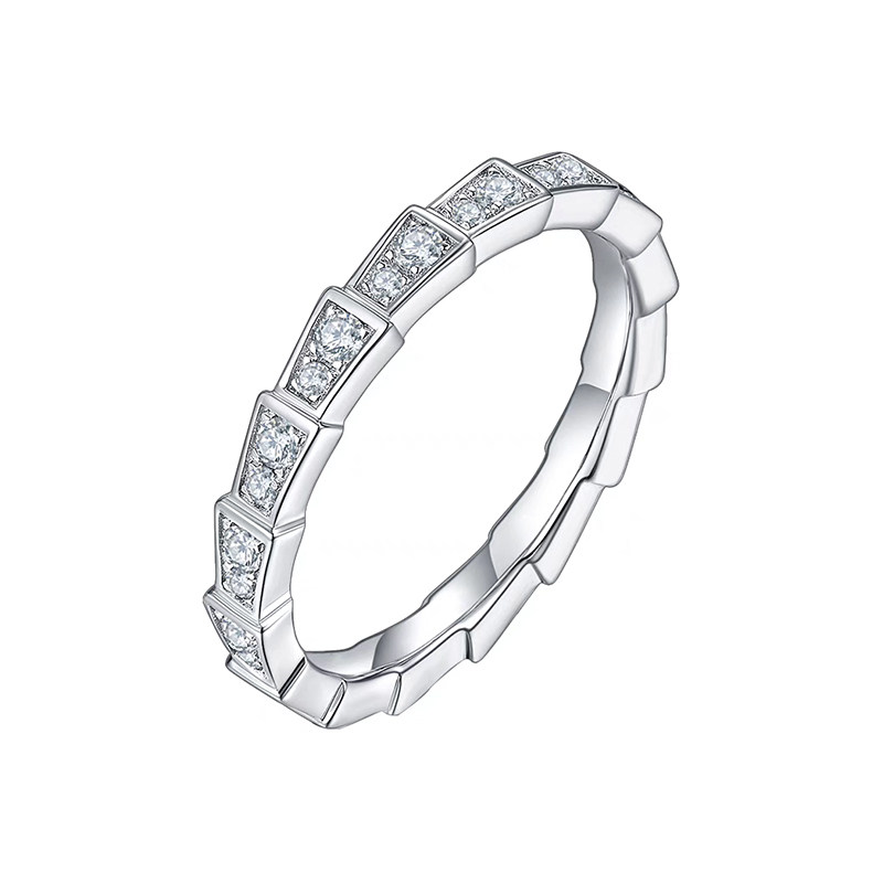 Man Made Diamond Eternity Band With Continuous Trapezoid Accents Shank