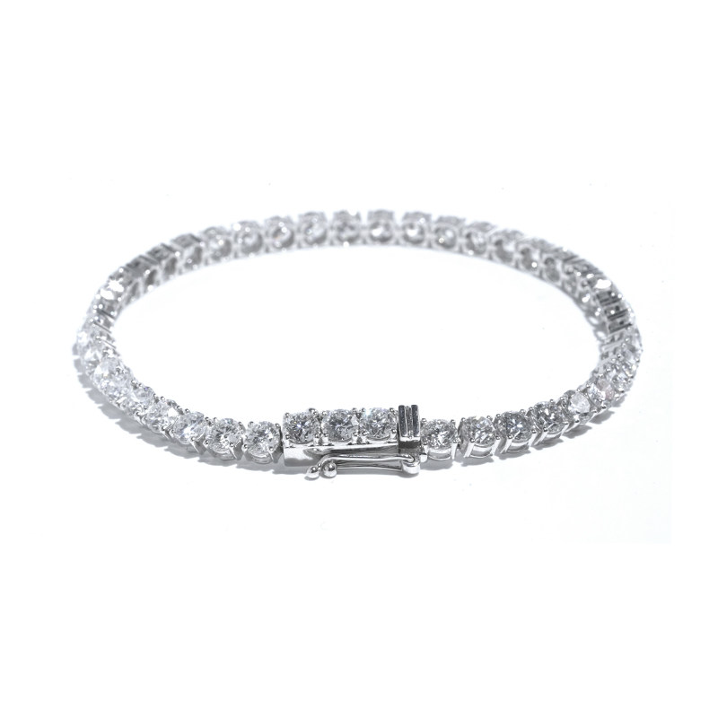 4 Prong Dual Layer Open Gallery Round Lab Created Diamond Tennis Bracelet