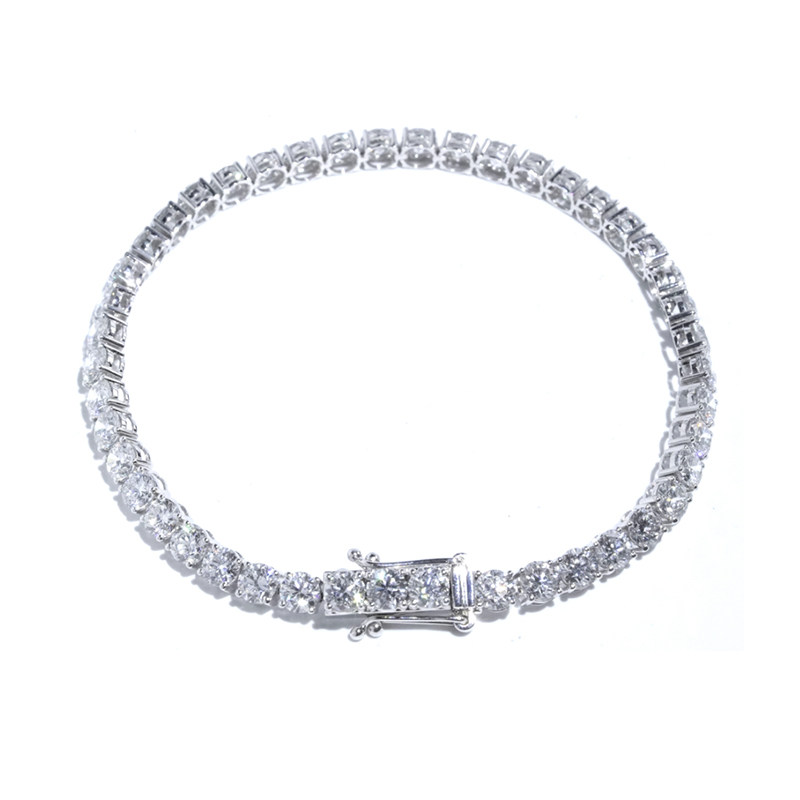 4 Prong Dual Layer Open Gallery Round Lab Created Diamond Tennis Bracelet top view