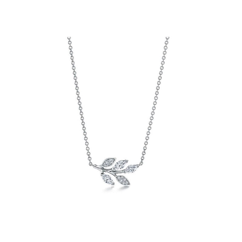 Art Deco Olive Branch Motif Synthetic Diamond Necklace