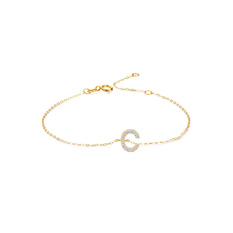 Single Initial Pave Lab Cultured Ethical Diamond Bracelet C