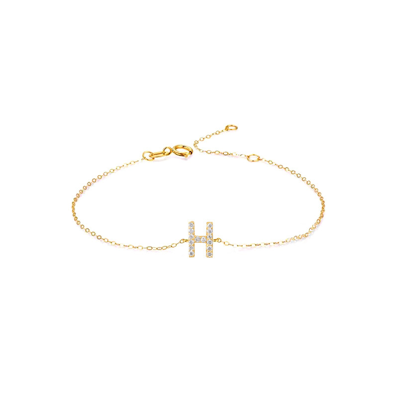 Single Initial H Pave Lab Cultured Ethical Diamond Bracelet