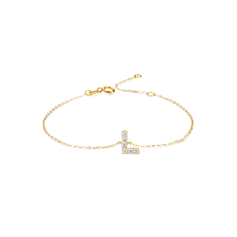 Single Initial L Pave Lab Cultured Ethical Diamond Bracelet