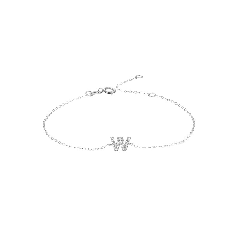 Single Initial W Pave Lab Cultured Ethical Diamond Bracelet