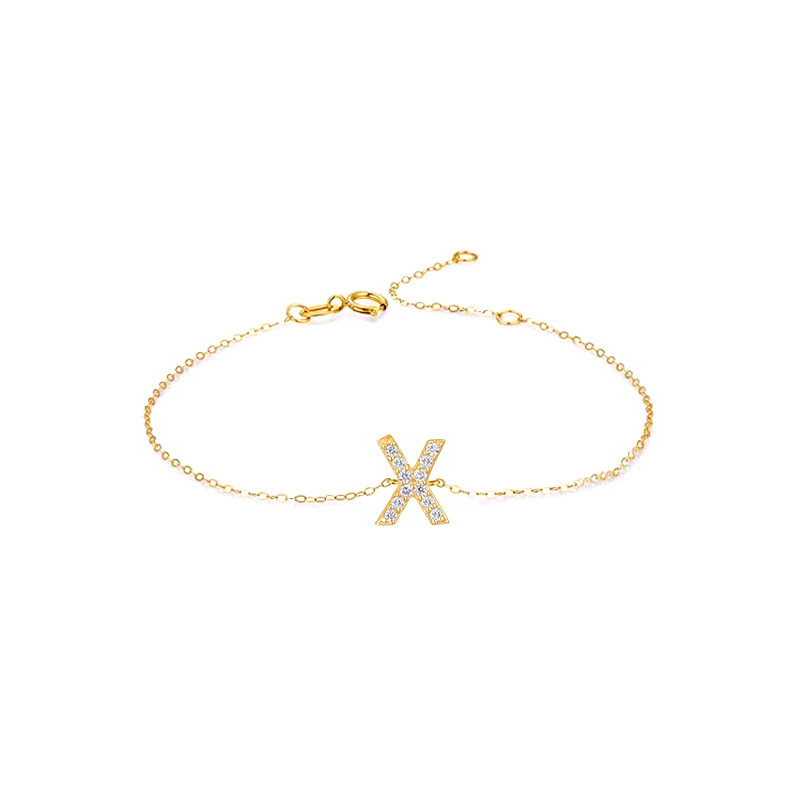 Single Initial X Pave Lab Cultured Ethical Diamond Bracelet
