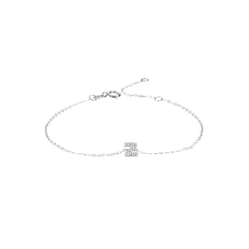 Single Initial Z Pave Lab Cultured Ethical Diamond Bracelet in white gold
