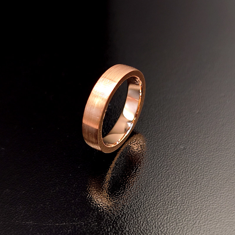 Men's Perfect Fit Matte Brushed Textured Surface Wedding Band In Rose Gold
