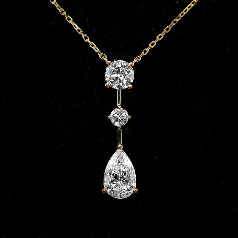 3 Floating Set Stone Drop Pendant Lab Diamond details