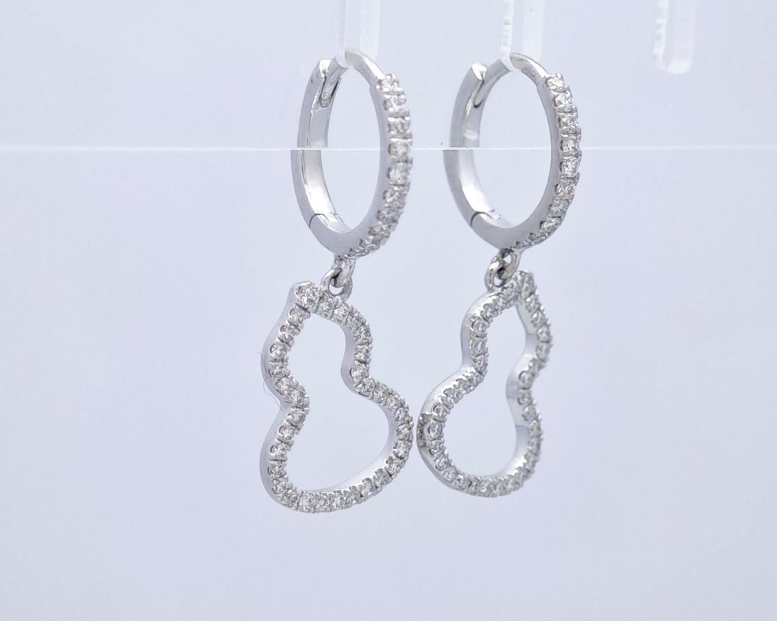 Open Gourd Silhouette Pavé Lab Grown Diamond Dangle Huggie Earrings