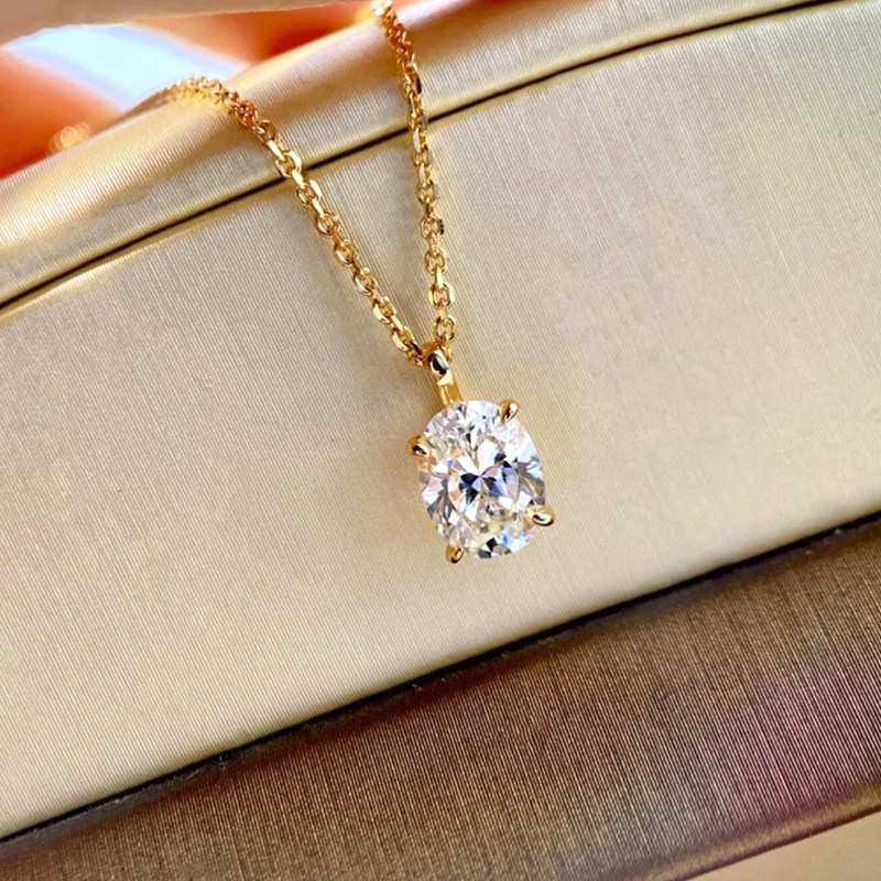 Timeless 4 Prong Solitaire Oval Cut Synthetic Diamond Necklace