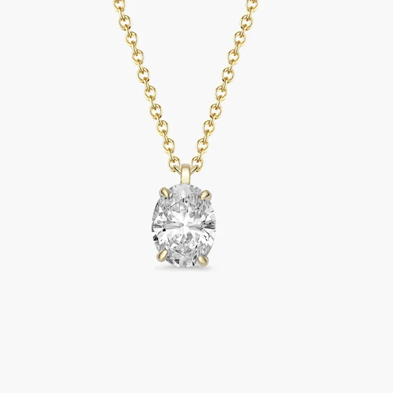 Timeless 4 Prong Solitaire Oval Cut Synthetic Diamond Necklace in blank background
