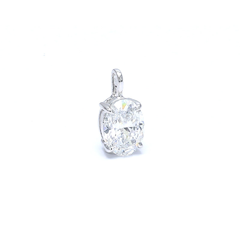Oval Cut Four-Prong Man Made Diamond Minimalist Solitaire Bail Pendant Charm