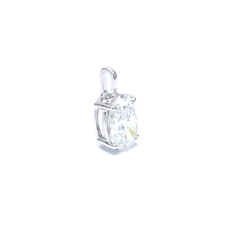 Oval Cut Four-Prong Man Made Diamond Minimalist Solitaire Bail Pendant Charm close up
