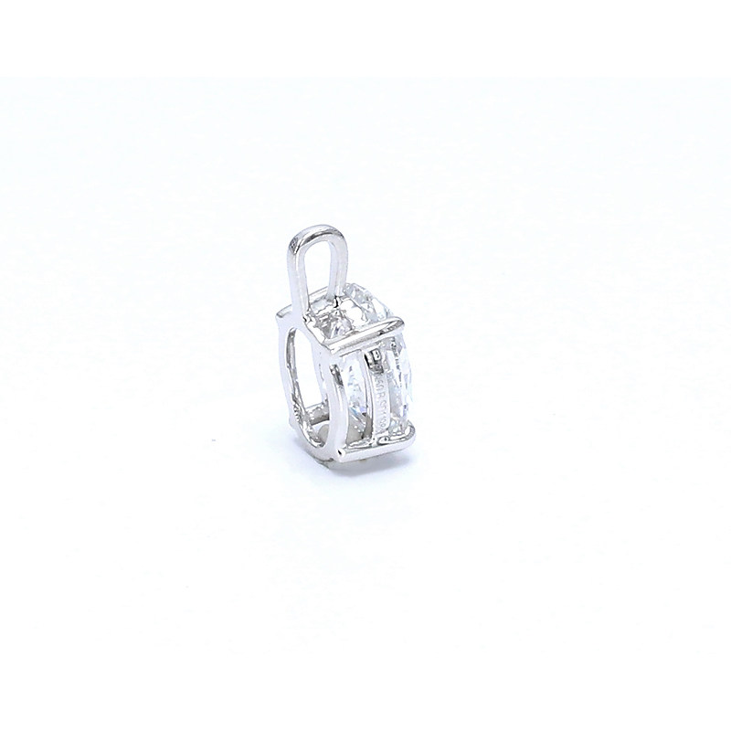 Oval Cut Four-Prong Man Made Diamond Minimalist Solitaire Bail Pendant Charm side view