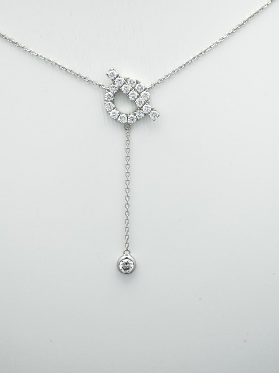 Pavé Circular Y-Drop Lab Cultured Diamond Lariat Style Necklace