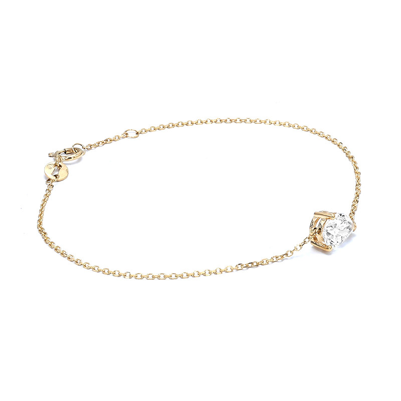 3 Prong Pear Cut Solitaire Floating Set Cultivated Diamond Bracelet in Yellow Gold side view