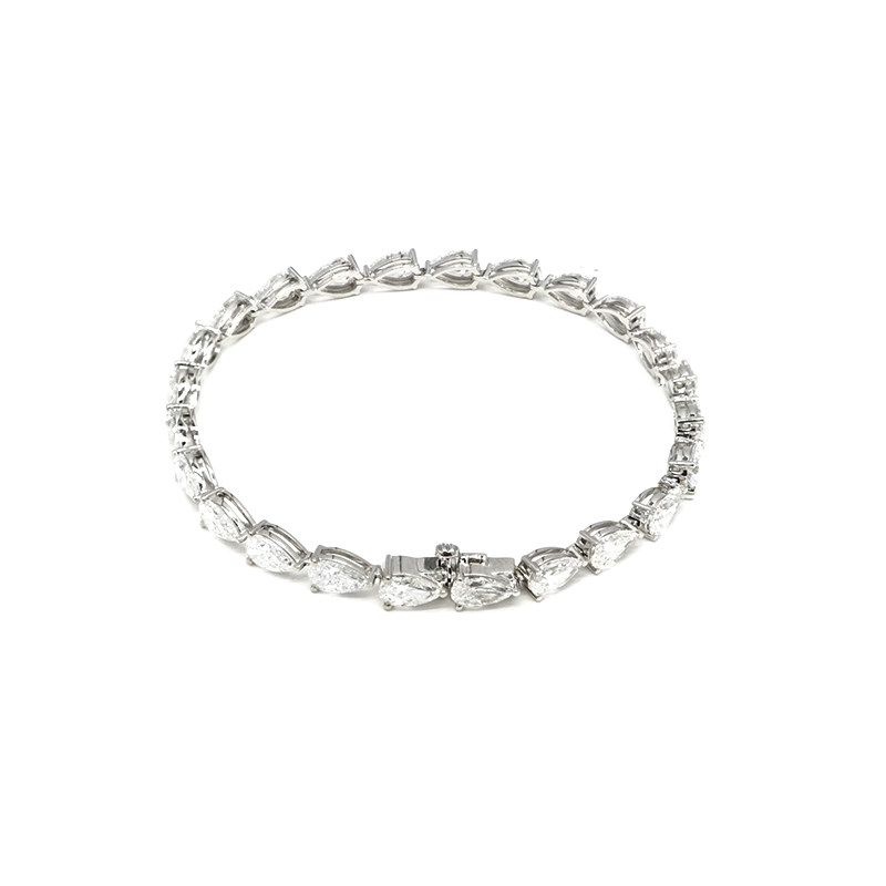 Continuous 3 Prong Pear Cut Diamond Open Gallery & Open Bottom Set Tennis Bracelet top whole view