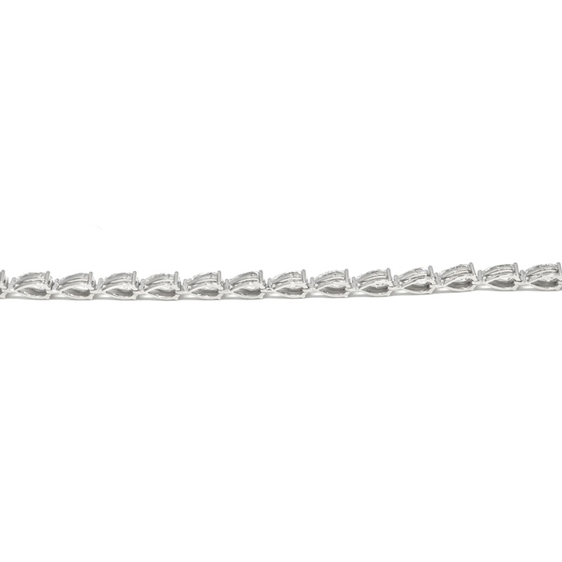 Continuous 3 Prong Pear Cut Diamond Open Gallery & Open Bottom Set Tennis Bracelet in a line