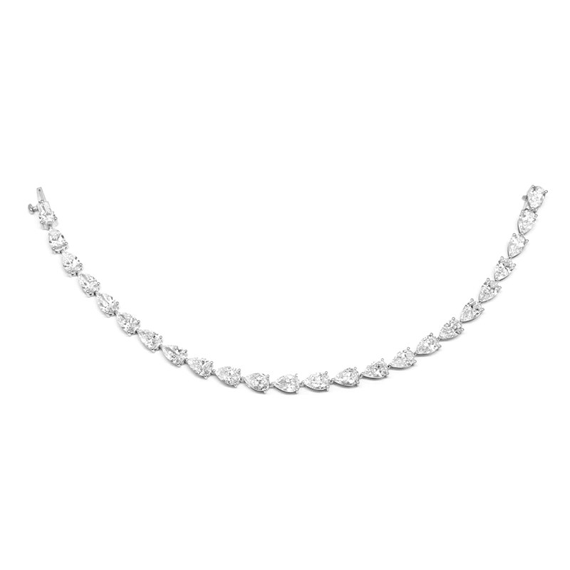 Continuous 3 Prong Pear Cut Diamond Open Gallery & Open Bottom Set Tennis Bracelet bow shape view