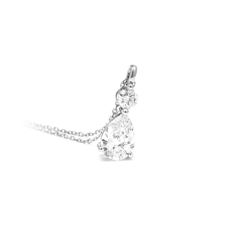 3 Prong Pear Cut Main Stone Drop Pendant