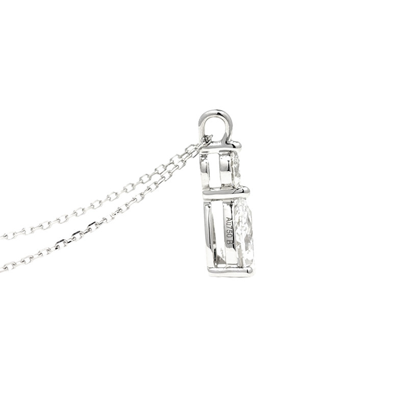 3 Prong Pear Cut Main Stone Drop Pendant Lab Cultured Diamond Necklace double layer open gallery
